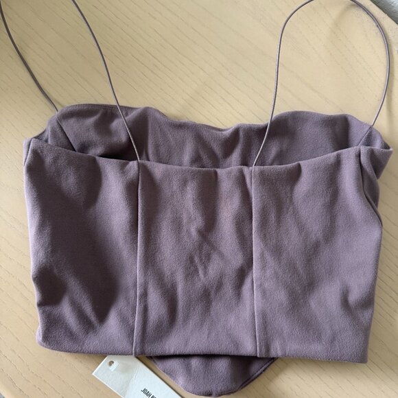 Joah Brown Contour Corset Cropped Tank in Sueded Mauve Purple S/M Retail $98 - Picture 2 of 5